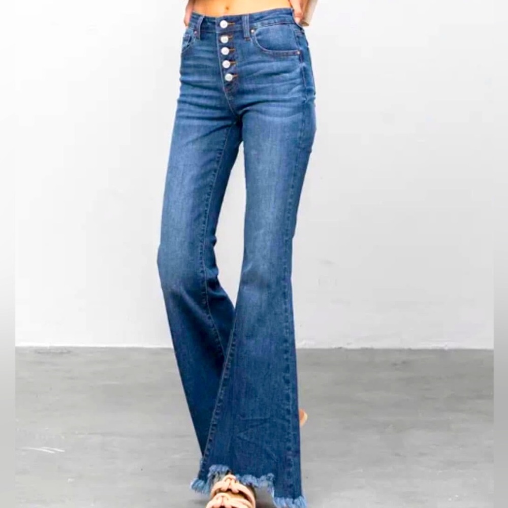 Flare, Frayed Bottom Jeans